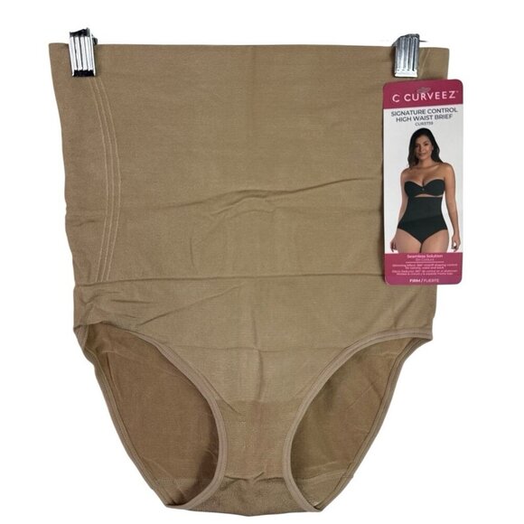 Curveez Signature Control Women's M High Waist Brief Nude Beige NWT - Picture 1 of 13